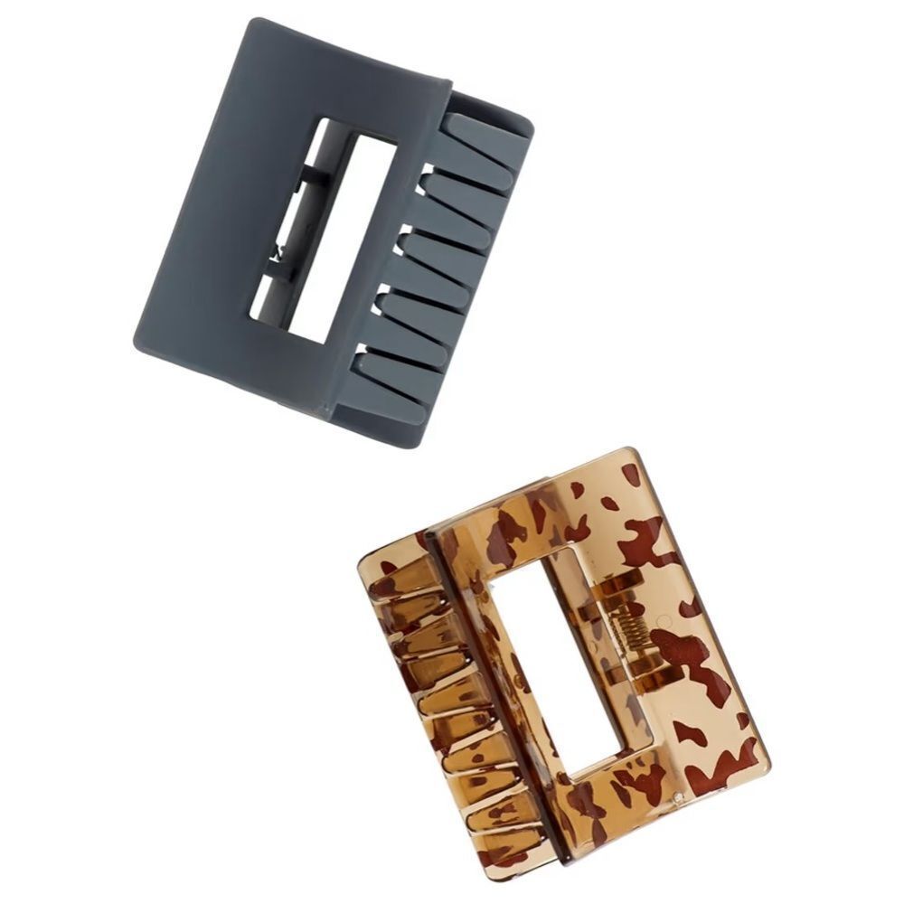 Goody Black Tortoise Shell Brown Square Claw Hair Clips set of 2